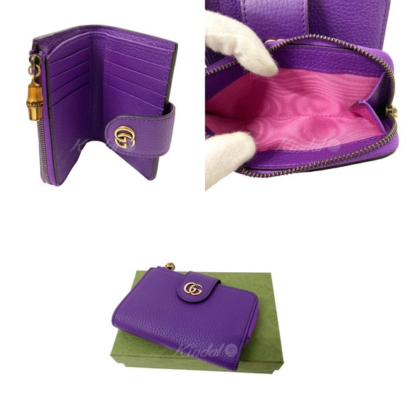 GUCCI double G medium wallet bamboo Purple - Picture 3 of 9